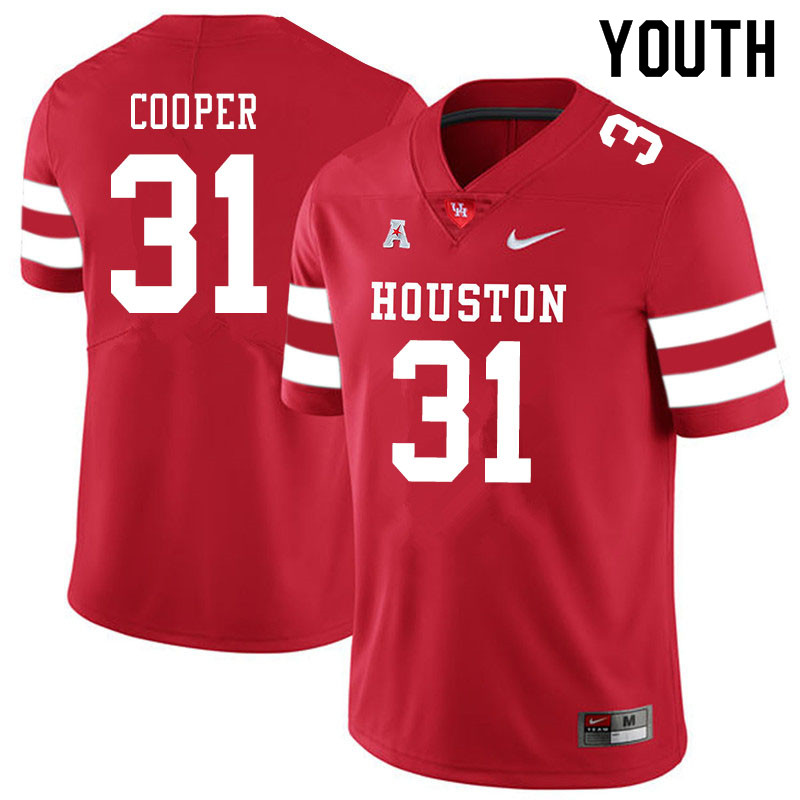 Youth #31 Jordan Cooper Houston Cougars College Football Jerseys Sale-Red - Click Image to Close
